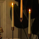 Homemory 3 Pcs Waxy Flameless Taper Candles, Led Flameless Candlesticks Classic Tall Candle, Flickering Battery Operated Taper Candles for Bedroom, Dining Room, Ivory, 9.6 inches