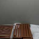 Bamboo Under Bed Storage Containers- Underbed Organizer with Wheels with Large Dust Bag,Sturdy Wood Rolling Under the Bed Shoe Storage Organizer Drawer 2 Packs (Walnut, Long)