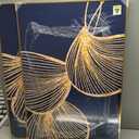 Framed Modern Luxury Wall Art for Living Room, Large Navy Blue and Gold Ginkgo Leaf Artwork for Walls, 3 Piece Contemporary Bright Style Floral Prints for Bedroom Office Hallway Wall Decor, 24x36 Inch