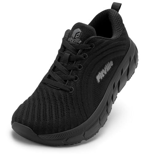 FitVille Extra Wide Width Running Shoes for Men Walking Wide Toe Box Cushioned Well Comfortable Lightweight All Black, Size 8.5EW