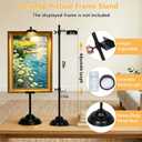 Adjustable Tabletop Easel Stand with Magnetic Wall Painting Light,Black Picture Frame Holder Stand Holds Picture Frames up to 29 Inch,Picture Easels for Display with Dimmable Frame Light (1 Pack)
