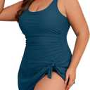 Eomenie Plus Size Swimdress for Women One Piece Swimsuit Tummy Control Swim Dresses Skirt Bathing Suit (18 Plus, Pine Green)