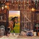 Western Cowboy Backdrop Western Party Decorations Wild West Decor Wooden House Barn Photo Background for Birthday Wedding Supply Photography Background Cowboy Theme Party Decorations(7x5ft)