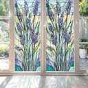 Lavender Stained Glass Window Film, Decorative Lavender Stained Glass Window Film, Lavender Stained Glass Window Film for Bathroom Shower Door Heat Anti UV