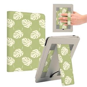 ForeverSong Magnetic Case for Kindle Paperwhite (6.8"/7") - Auto Wake/Sleep Cover with Dual Hand Strap, Card Pocket and Stand Feature, Compatible with Kindle colorsoft 2024.Monstera