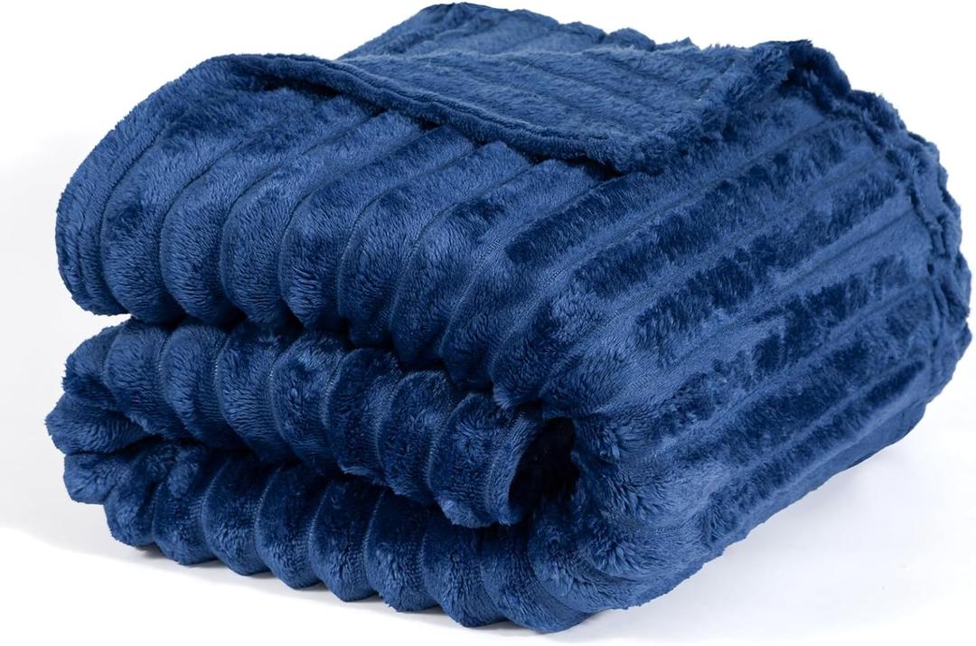 Ultra Soft Fleece Throw Blanket  Lightweight Cozy Plush Microfiber for Couch, Bed & Travel  Warm All-Season Decorative Blanket 50"x60", Machine Washable (Dark Blue)
