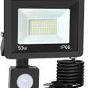 50W Motion Sensor Light, 4500LM Ultra Bright Security Light, IP66 Waterproof Outdoor Indoor, Photocell Auto On/Off, Plug in for Yard Garage Porch