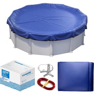 Winter Pool Cover 15 ft Round for Above Ground | Extra Thick & Durable Above-Ground Pool Cover | Sapphire Series of Premium Cold- and UV-Resistant Pool Cover | by Yankee Pool Pillow (Blue)