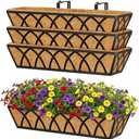 Y&M 24 Inch Railing Planter Boxes 4 Pack, Metal Hanging Balcony Planter, Adjustable Deck Railing Planter for Fence, Window Boxes Outdoor, Heavy Duty Flower Box for Porch Rail, 24" x 20.5" x 7" x 5" x 4.8"