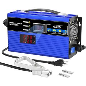30A 24V Forklift Battery Charger,24 Volt Battery Charger with LCD Display, Smart Battery Trickle Charger for Electric Pallet Jack, Golf Cart and Floor Scrubber