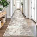 IOHOUZE Abstract Runner Rug 3x20 Ft Extra Long Washable Runners for Hallways, Non Slip Kitchen Runner Printed Faux Wool Entryway Runner Indoor, Modern Abstract Floor Carpet for Hall Stair, Beige Brown (Gold/Yellow/Brown/Beige/White)