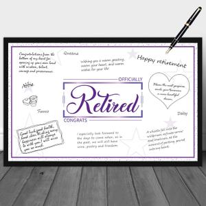 3 x WATINC Retirement Party Decorations Jumbo Guest Book, Purple Congrats Retired Guest Book, Large Message Card Farewell Goodbye Signature Poster Gift for Coworker Office Men Women