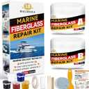 Marine Fiberglass Repair Kit for Boats, Gel Coat Repair Kit for Boats, Fiberglass Boat Repair Kit, Epoxy Filler for Boats, Fiberglass Kit Fix Holes Chips Pit Cracks (Color Match)