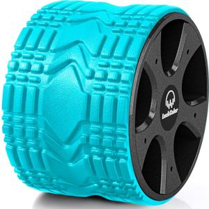 Back Roller, Back Wheel Targeted Back Pain Relief, Yoga Wheel Muscle Massage, Foam Roller for Trigger Point Therapy Physical, Stretching & Exercise, 880lbs Capacity, 10 Inch (Acid Blue+Grey)