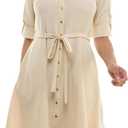 Sharagano Womens Button Front Pleated Shirt Casual Dress, Size 16