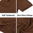 Vssjavun Men's Mock Neck Shirt Short Sleeve Turtleneck T-Shirt Slim Fit Pullover Casual Basic Tee