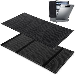 BALAPET 2 Pcs Thick Quilt Dishwasher Sound Insulation, Easy to Secure Dishwasher Insulation Blanket with Hook and Loop Fasteners, Suitable for Household Appliances(16x46IN) (Black)
