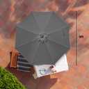 HealSmart 9ft Patio Umbrella with Push Button Tilt/Crank, Outdoor Table Market Yard Umbrella with 8 Sturdy Ribs for Garden, Backyard, Deck, Pool, Grey