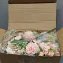 Tigeen 24 Bundles Peonies Artificial Flowers Faux Roses Silk Flowers Hydrangea Artificial Bouquet for Wedding Table Centerpiece Floral Vase Home Office Bridal Decor (Pink)