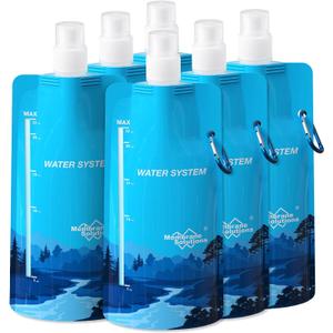 Membrane Solutions Collapsible Water Bottle 23oz, Foldable Pouch Water Bottle with Carabiner, BPA-Free, Leakproof for Traveling Camping Hiking Cycling Yoga Sports Outdoor Essentials