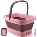 Foot Bath Collapsible Foot Soak Tub,Beinilai Collapsible Foot Bath Basin,Multifunction Plastic Basin with Handles,Foot Tub for Soaking Feet-Pink (1 Pack)