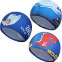 Geyoga 3 Pcs Kids Swim Caps for Boys Girls Age 2-12 Swimming Hat Pool Cap Child Swim Hat for Toddler Youth