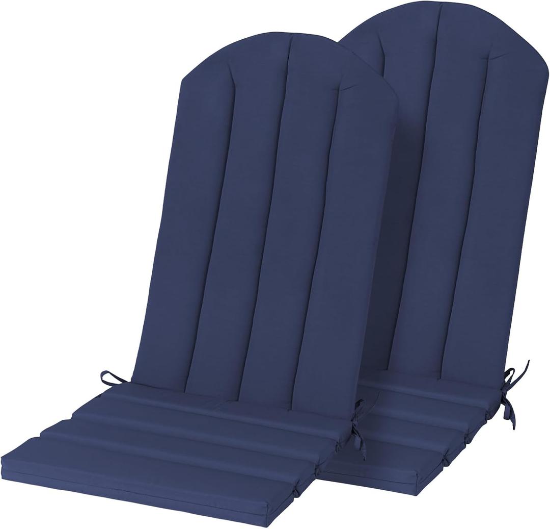 Adirondack Chair Cushion Set of 2 Indoor Outdoor Furniture Cushions Rocking Chair Cushions with Straps Replacement Folding Patio Chair Pad,19.7x18.9x1.5 InchNavy