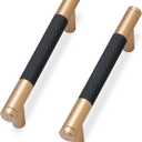 10 Pack Matte Black and Champagne Bronze Cabinet Pulls knurled 3-3/4 Inch Hole Centers Kitchen Cabinet Handles Drawer Pulls Cabinet Hardware