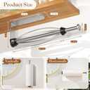 Paper Towel Holder Under Cabinet + Towel Robe Hooks, Single Hand Operable Under Cabinet Paper Towel Holder with Damping Effect Adhesive Wall Mount Paper Towel Rack for Bathroom Kitchen(Silver)