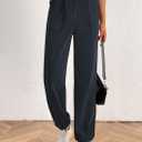 PRETTYGARDEN Women's Pants Dressy Casual 2025 Fall Elastic High Waisted Work Office Corduroy Trouser Slacks with Pockets (L)