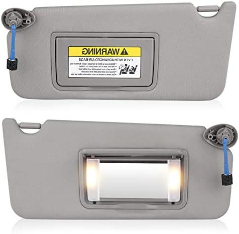 Sun Visor with Light for Honda Accord 2008-2017, Left Driver & Right Passenger Sides Gray Sunvisor Replacement 83230TA0A91ZA 83280TA0A91ZB