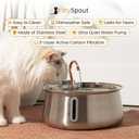 KittySpout Stainless Steel Cat Water Fountain Automatic Drinking Fountain, Quiet Circulating Water Bowl, Dishwasher Safe, Indoor Pet Fountain for Hydrated Healthy Cats (Stainless Steel, 4L Corded)