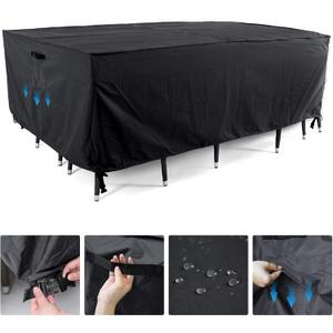 Tempera Outside Table and Chair Covers, Outdoor Dining Set Cover, Patio Furniture Cover Waterproof,Durable, Heavy Duty for Winter, Rectangle,62''L x 42''W x 27.8''H, Space Grey