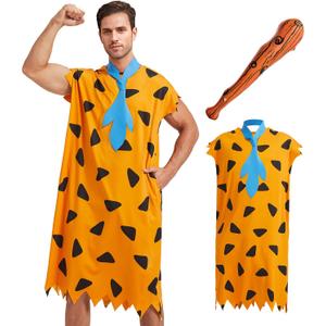 Adult Men Costume Cosplay Halloween Party Cavemen Outfit (XL)