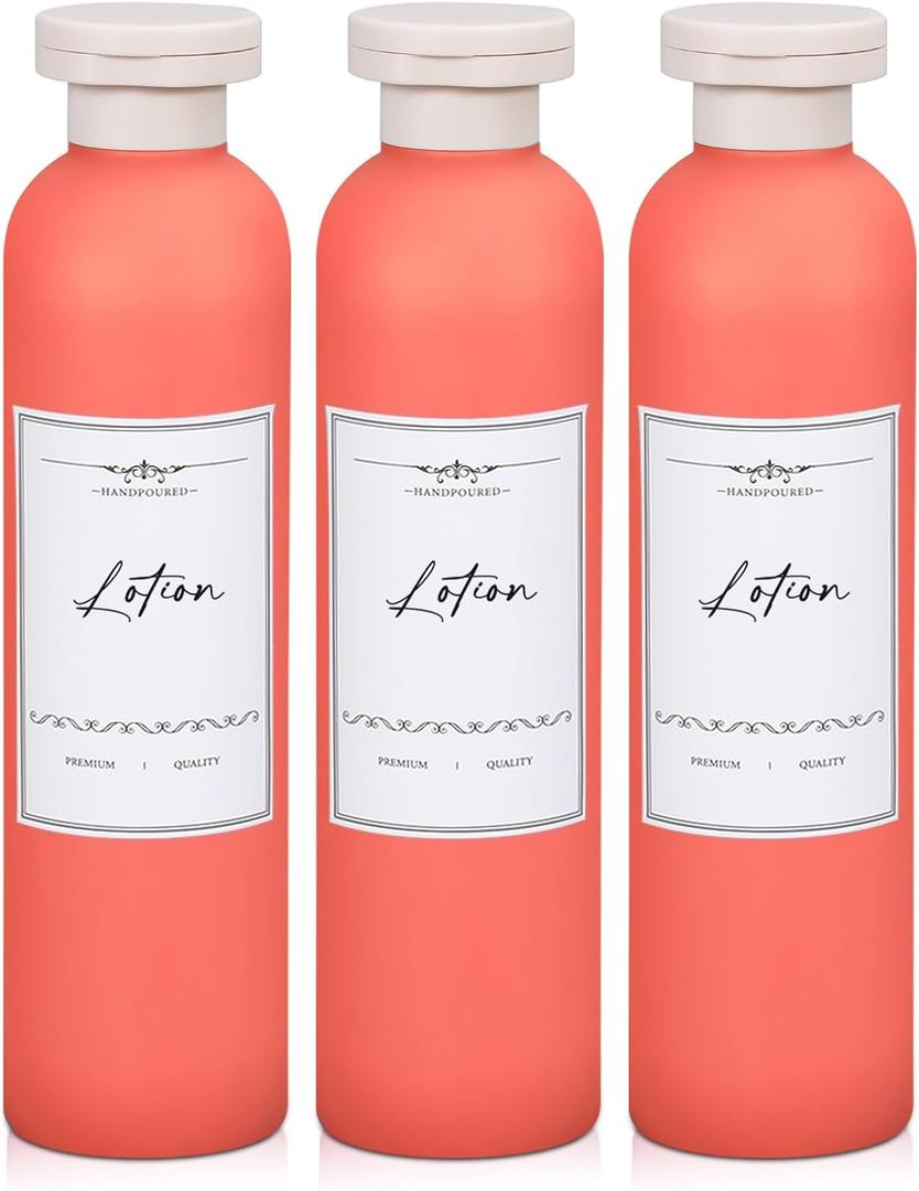 Travel Shampoo Bottle, Empty Plastic Squeeze Bottles 8.8oz with Flip Cap, Lotion Container for Toiletries Travel Size Shampoo and Conditioner (Orange)