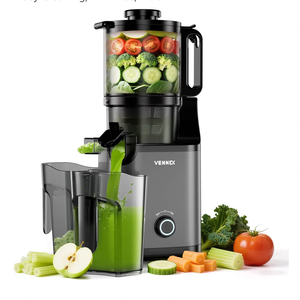 VENNEX Cold Press Juicer with 5.7" Extra Large Feed Chute, Slow Masticating Juicer Machines for Whole Fruits & Vegetables, Dual Auger for High Juice Yield, Easy Cleaning, BPA Free, Black