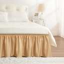 RIMELA Bed Skirt Queen Size Champagne Gold 15 Inch Drop, Wrap Around Elastic Bedskirt, Dust Ruffle for Adjustable Bed Base Soft Durable Fabric Machine Washable Easy to Install Bed Skirts