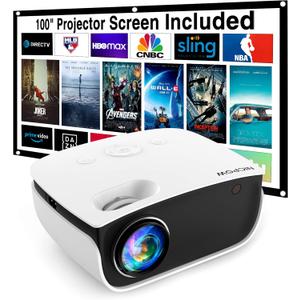 Outdoor Projector with Screen, Mini Projector for Home Theater, 1080P and 240" Supported Movie Projector 7500Lux Portable Video Projector Compatible with Smartphone/TV Stick/PS5/PC/Laptop
