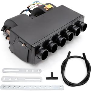 12V Car Truck Under Dash, A/C Air Conditioning Evaporator Assembly, Under-Dash A/C Heat + Cool Unit, 3 Speed 6 Ports for Car Truck
