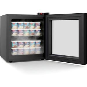 COWSAR 1.1 Cu Ft Compact Mini Freezer, 7 Temp Settings (-18F to -10F), Removable Shelf Display Freezer for Home/Kitchen/Dorm/Office, Suitable for Ice Cream/Meat/Seafood (Black)
