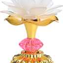 Colorful LED Lotus Buddhist Lamp Gradient Buddha Light - White | for Worship, Prayer and Display, Low Power Consumption, Eco - Friendly Material for Buddha Occasions, Buddhist Supplies
