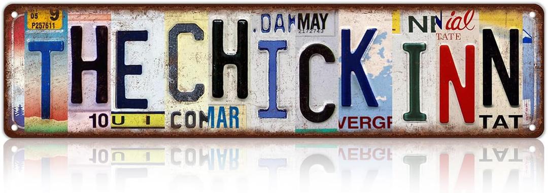 Vintage The Chick Inn Street Sign Chicken Coop Wall Decor Metal Tin Signs