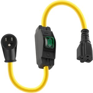 Kanayu 1.5FT SJTW 12AWG Outdoor Waterproof Extension in-Line On/Off Switch Cord Compatible with NEMA 5-15P to 5-15R/5-20R/6-15R/6-20R, IP57 Waterproof, 20A 125V 4-in-1 T-Blade Female, ETL Listed