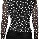 PRETTYGARDEN Women's Long Sleeve Going Out Tops 2026 Spring Y2K Clothes Mesh Floral Fitted Shirts Date Night Outfit (M)