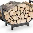 Dicasser Firewood Rack Outdoor and Indoor Firewood Storage, 24 INCH Double Coated Fire Wood Organizer, Waterproof Rustproof Stable Log Holder and Fireplace Decor, Black