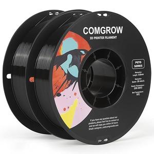 Comgrow PETG Filament 1.75mm, 3D Printer Filament 2kg Filament (4.4lbs), Dimensional Accuracy +/- 0.02 mm, Fit Most FDM Printers Black+Black