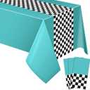 Irenare Car Birthday Party Supplies Racing Decorations 50s Party Tablecloth Racetrack Table Runner Table Covers for Kids Boy Car Theme Birthday Decor, 54 x 108 Inch(Cyan,3 Sheets)