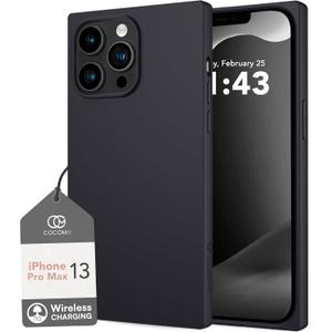 Cocomii Rectangle Case for iPhone 13 Pro Max/12 Pro Max, Wireless Charging Compatible, Matte Black Silicone