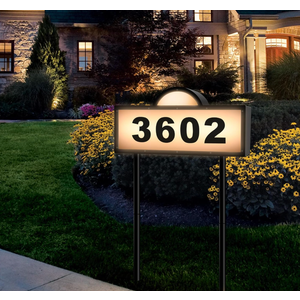 Solar Address Signs for Yard, Solar Powered Address Sign with Warm White & Cold White, IP65 Waterproof Solar House Numbers for Outside, LED Illuminated Plaques Wall Mounted & In Ground