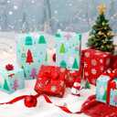 WERNNSAI Christmas Tree Wrapping Paper - 1 Roll 17x 33 ft Christmas Gift Wrap Paper Reversible Snowflake Wrapping Supply Red Green Holiday Gift Wrap for Kids Family Friends Xmas Winter Party